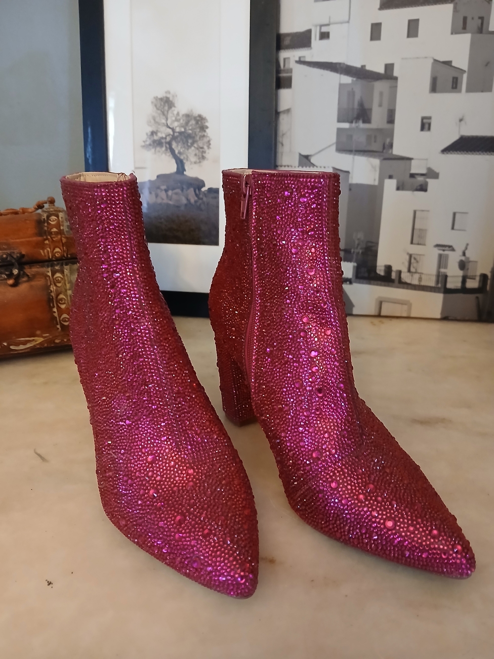 Betsey Johnson "Cady" Barbie Pink Glass Slipper Boots Gorgeous 8